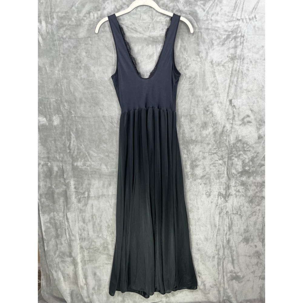 Olga Black Lace-Trim Long Slip Chemise - Picture 3 of 7